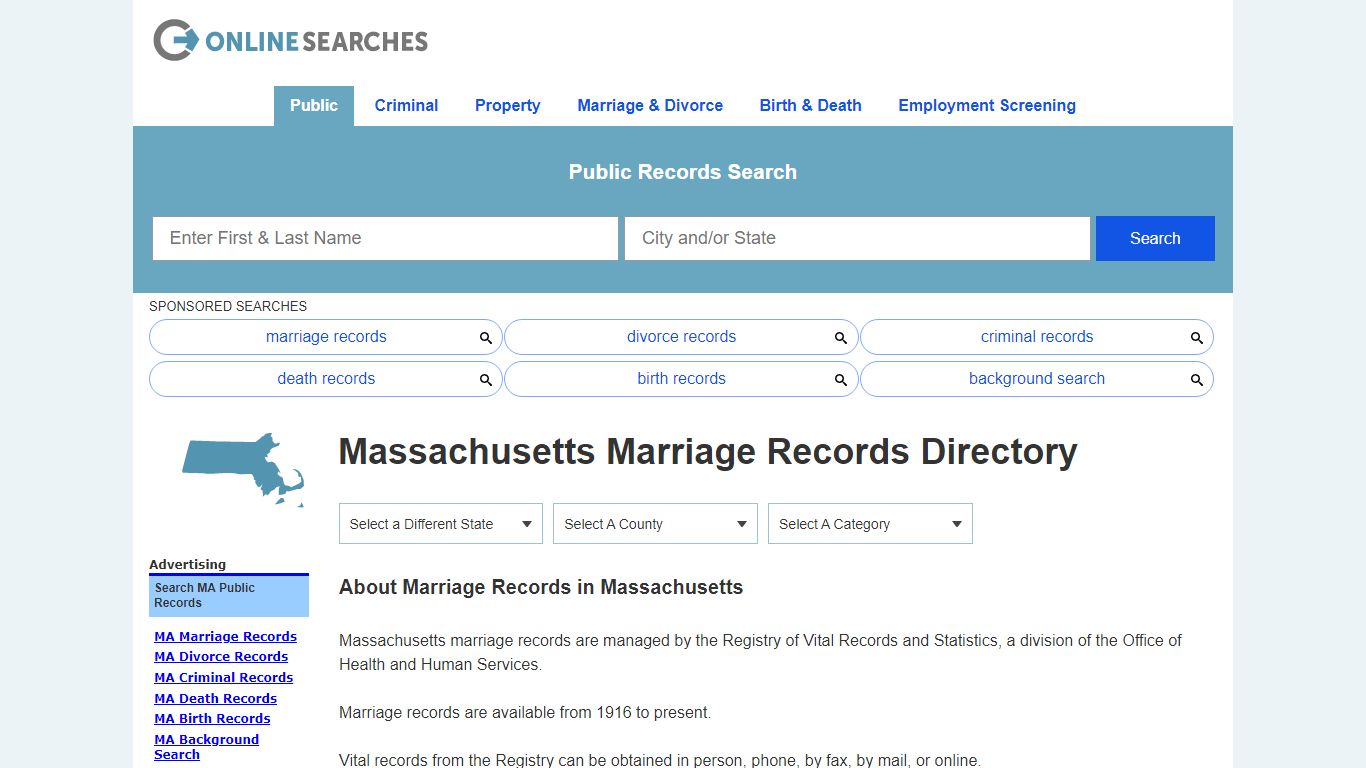 Massachusetts Marriage Records Search Directory